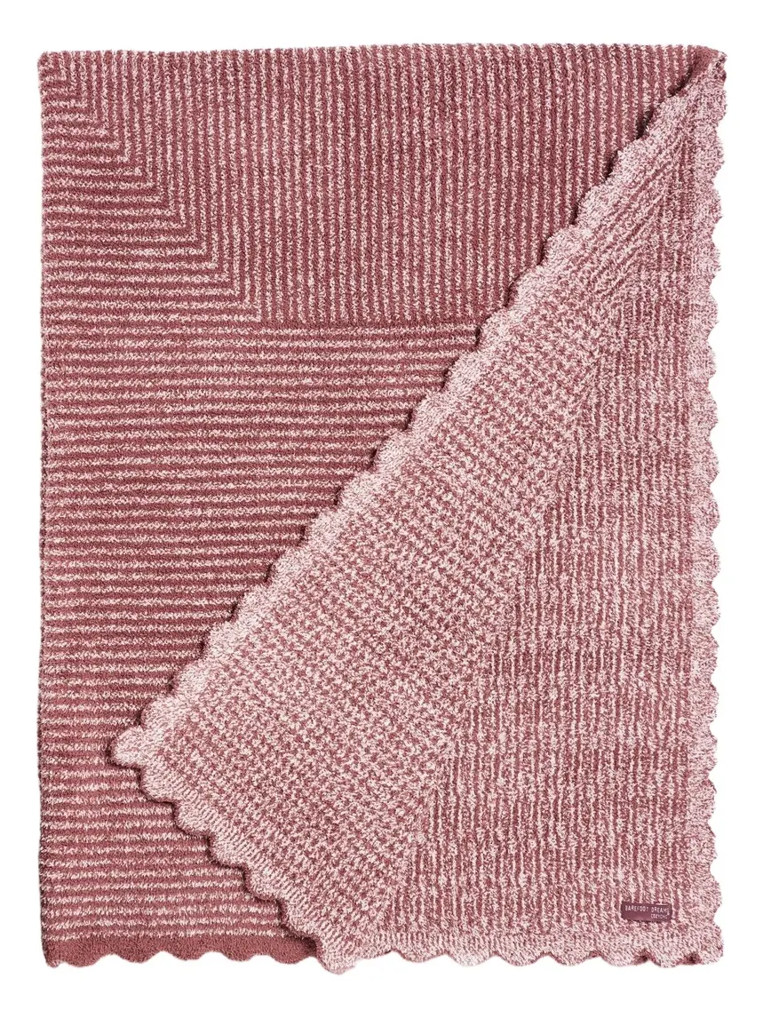 Barefoot Dreams CozyChic Scallop Stripe Throw Blanket