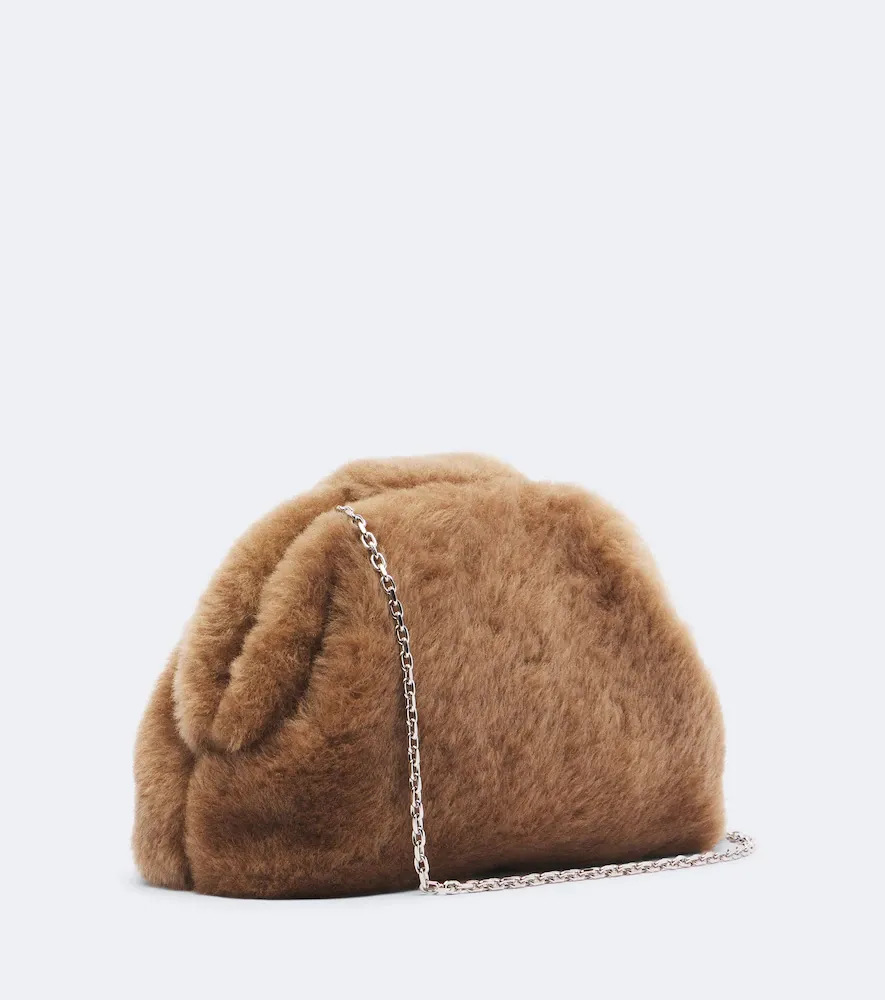 Amina Muaddi Camelia embellished shearling clutch | Thumbnail 2 Amina Muaddi Camelia embellished shearling clutch | Thumbnail 2