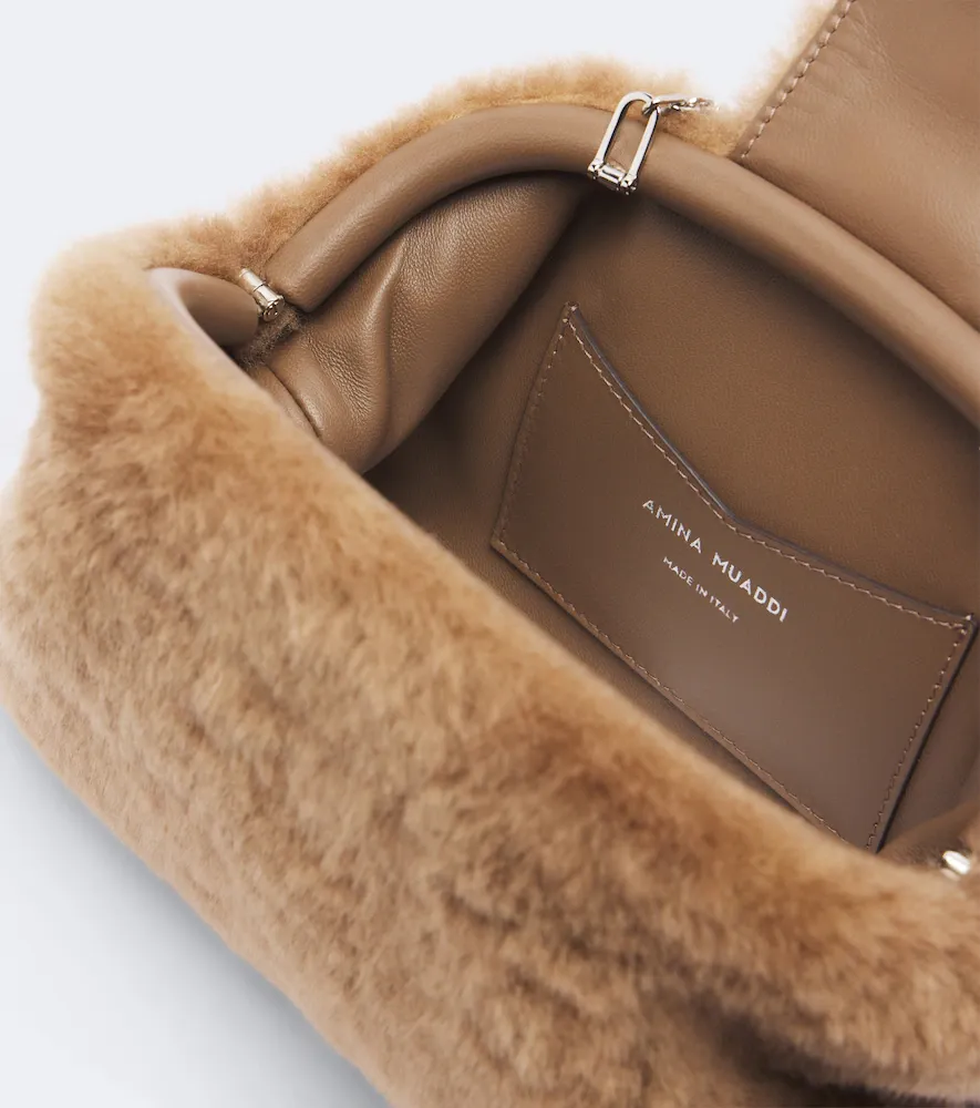 Amina Muaddi Camelia embellished shearling clutch | Thumbnail 3 Amina Muaddi Camelia embellished shearling clutch | Thumbnail 3