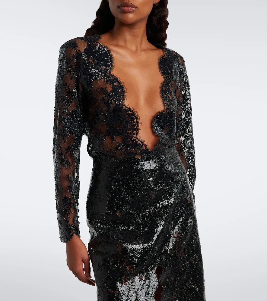 Saint Laurent Sheer cotton-blend lace bodysuit | Thumbnail 3 Saint Laurent Sheer cotton-blend lace bodysuit | Thumbnail 3