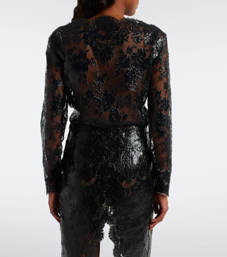 Saint Laurent Sheer cotton-blend lace bodysuit | Thumbnail 5 Saint Laurent Sheer cotton-blend lace bodysuit | Thumbnail 5