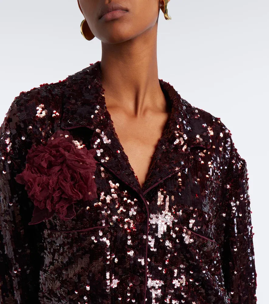 Erdem Floral-appliqué sequined shirt | Thumbnail 3 Erdem Floral-appliqué sequined shirt | Thumbnail 3
