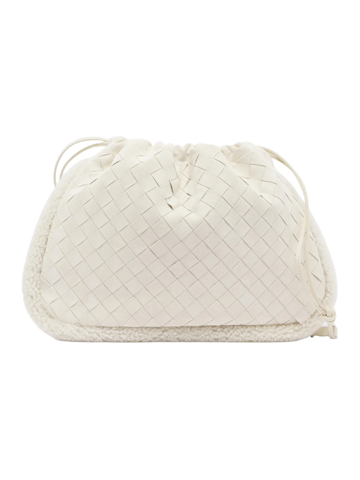 Dustbag Small shearling-trimmed suede pouch