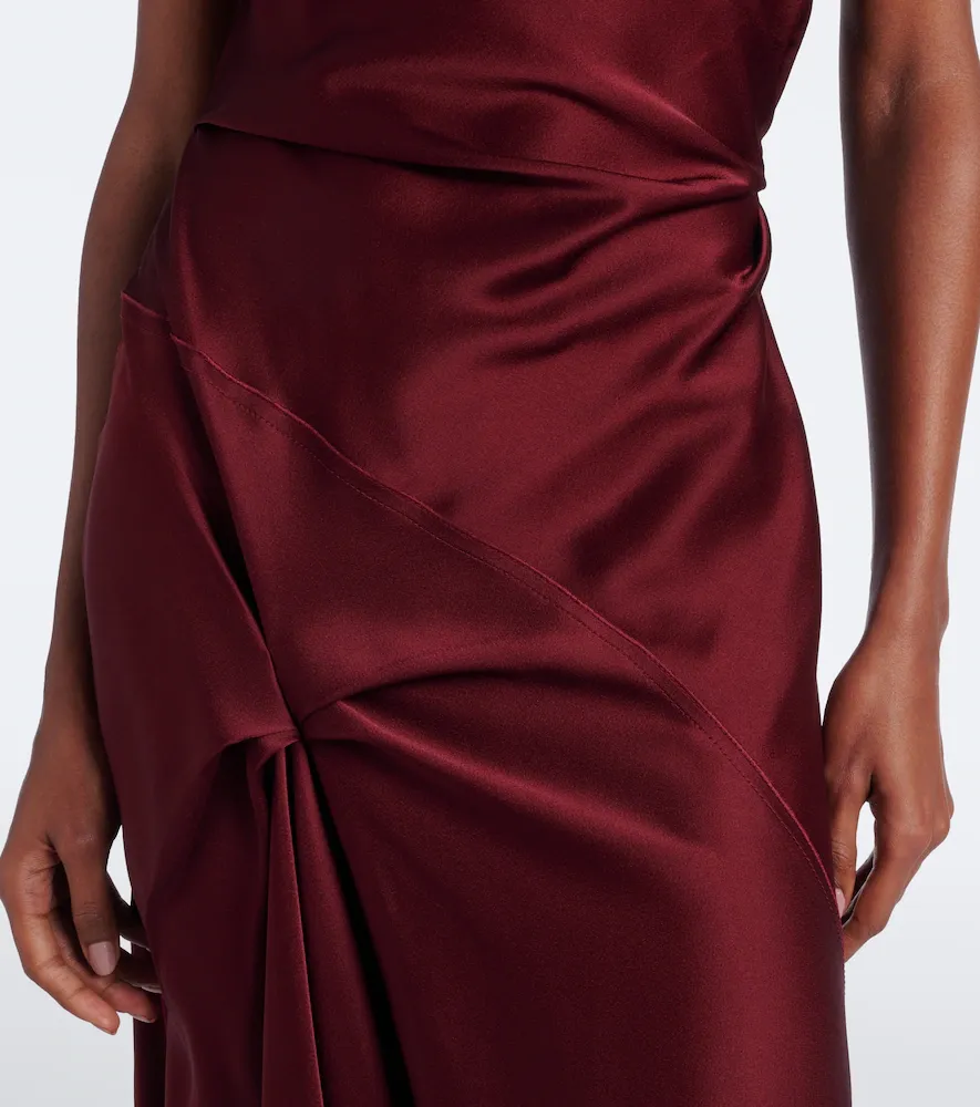 Victoria Beckham Posy asymmetric crêpe satin midi dress | Thumbnail 3 Victoria Beckham Posy asymmetric crêpe satin midi dress | Thumbnail 3