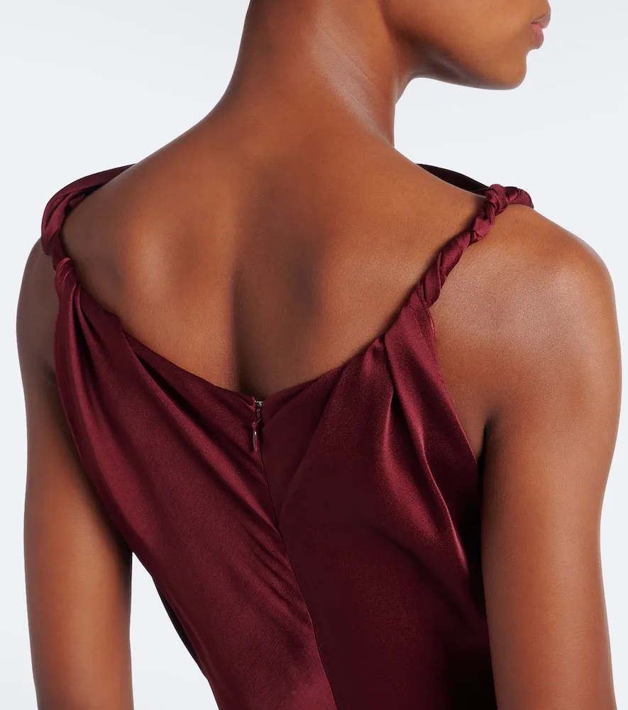 Victoria Beckham Posy asymmetric crêpe satin midi dress | Thumbnail 4 Victoria Beckham Posy asymmetric crêpe satin midi dress | Thumbnail 4