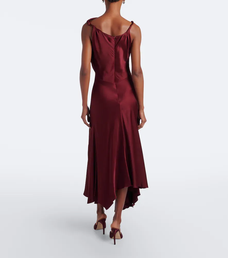 Victoria Beckham Posy asymmetric crêpe satin midi dress | Thumbnail 6 Victoria Beckham Posy asymmetric crêpe satin midi dress | Thumbnail 6