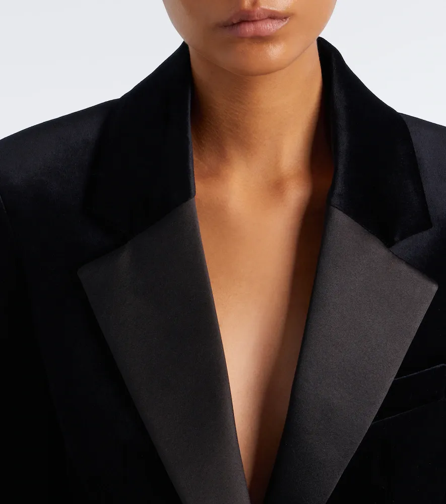 Victoria Beckham Camilla cotton-blend velvet tuxedo jacket | Thumbnail 2
