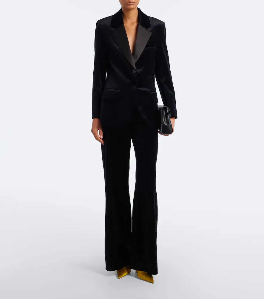 Victoria Beckham Camilla cotton-blend velvet tuxedo jacket | Thumbnail 3