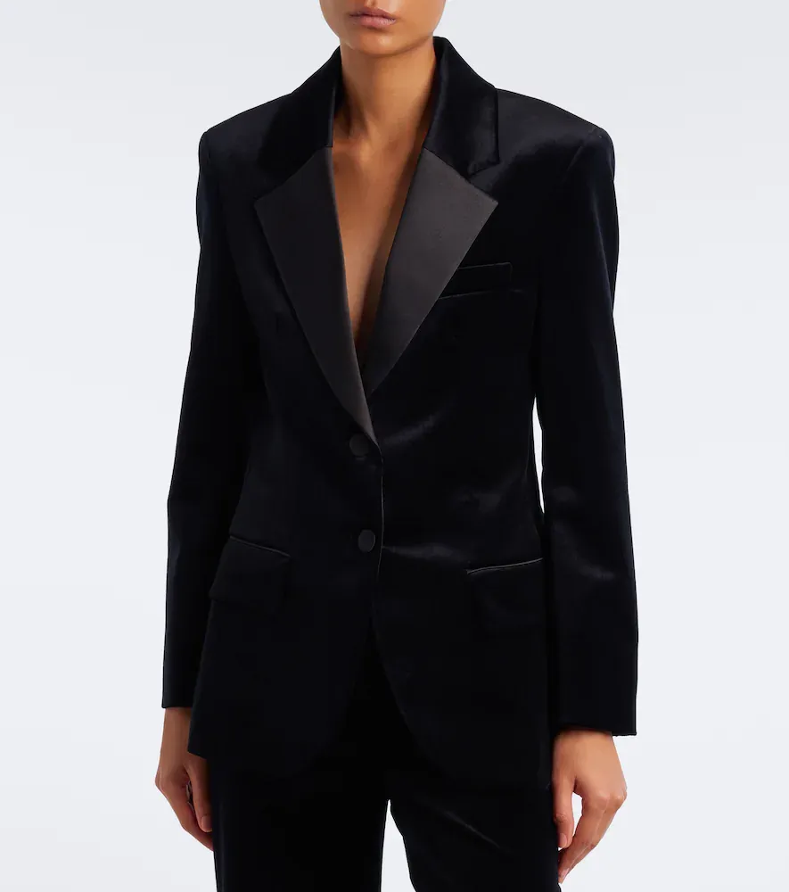 Victoria Beckham Camilla cotton-blend velvet tuxedo jacket | Thumbnail 6