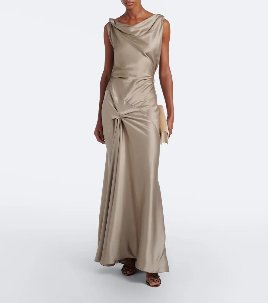 Victoria Beckham Posy asymmetric crêpe satin gown | Thumbnail 3