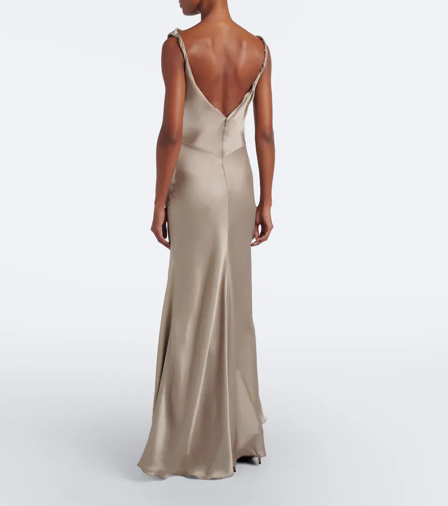 Victoria Beckham Posy asymmetric crêpe satin gown | Thumbnail 4