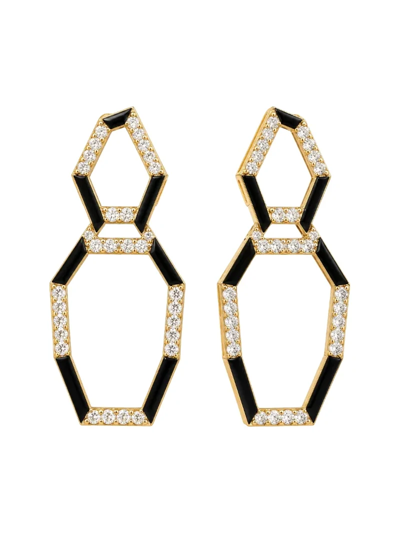 1.52ct Diamond 18K Gold Geometric Dangle Earrings 1.52ct Diamond 18K Gold Geometric Dangle Earrings