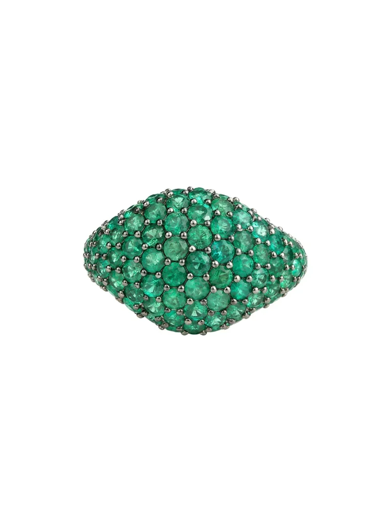 Wish Fine Jewelry 1.92ct Emerald 18K Gold Pave Signet Ring