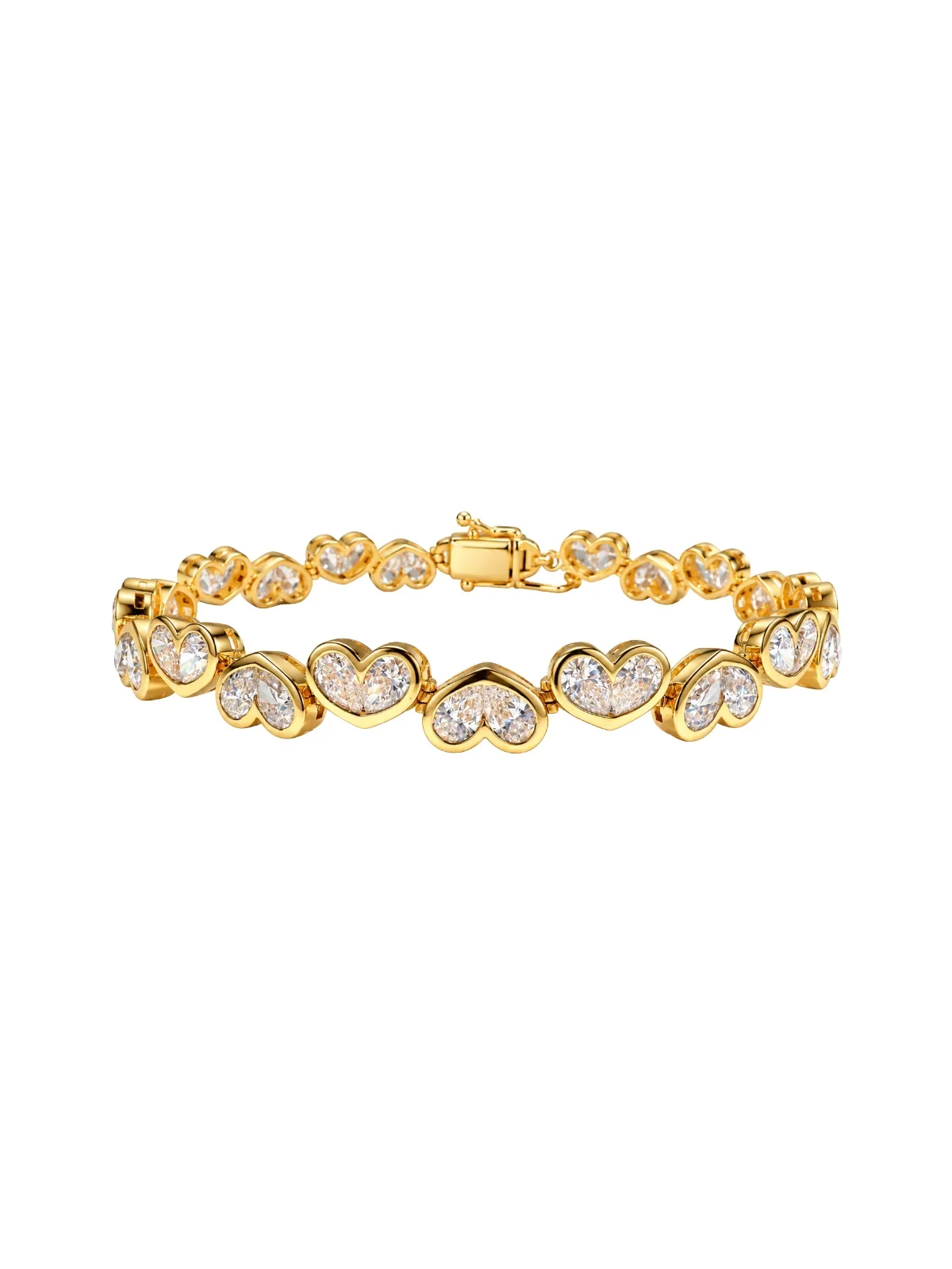 Wish Fine Jewelry 7.60cts Diamond 18K Gold Heart Tennis Bracelet