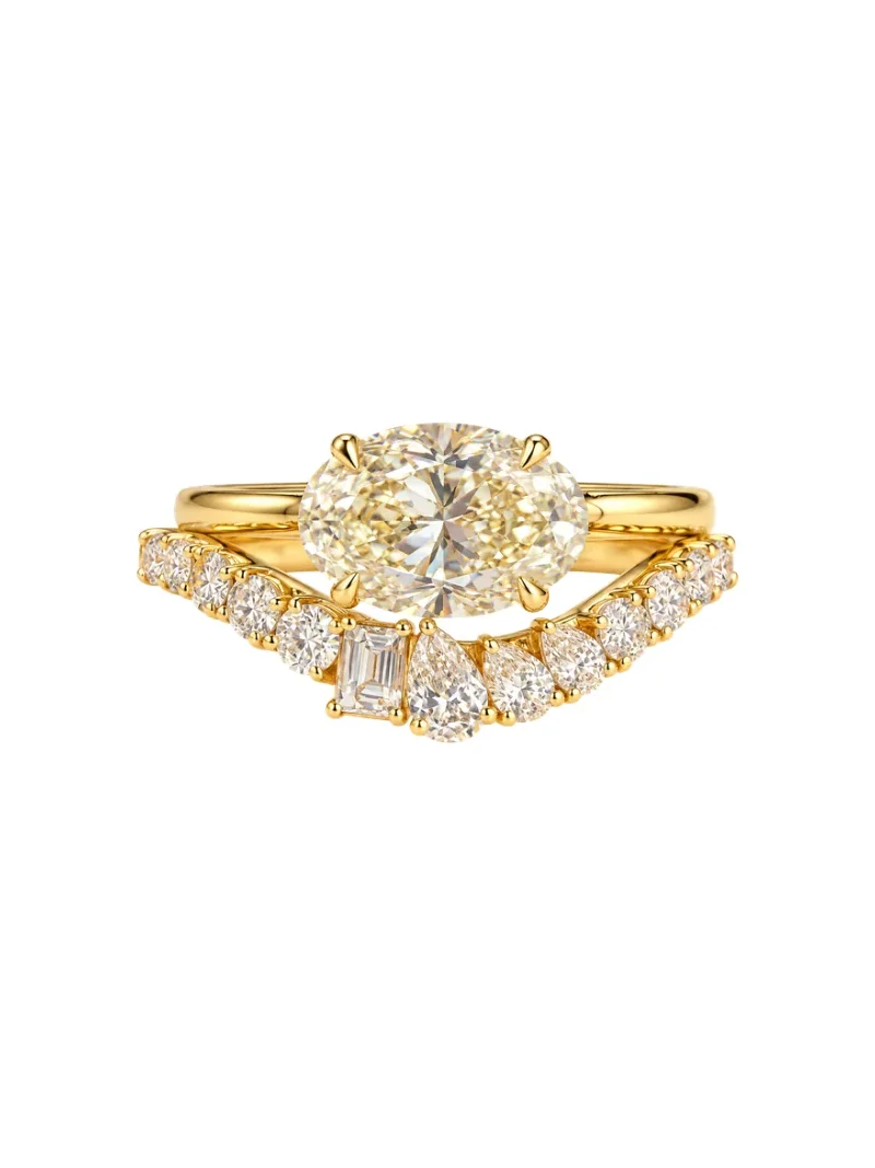 GIA 2.20ct Diamond 18K Gold Double Stacked Ring GIA 2.20ct Diamond 18K Gold Double Stacked Ring