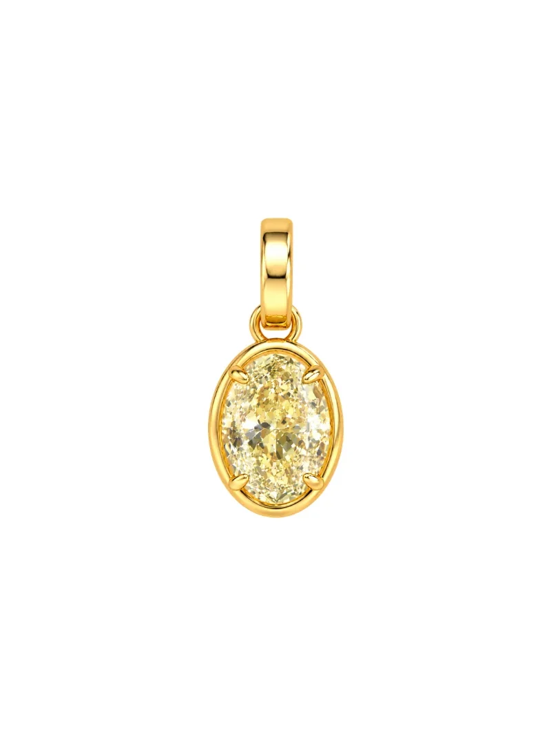 Wish Fine Jewelry GIA 3.01ct Diamond 18K Gold Oval Pendant