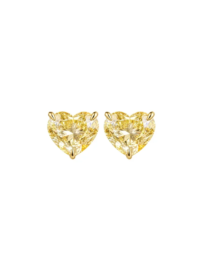 Wish Fine Jewelry GIA 3.04ct Diamond 18K Gold Stud Heart Earrings