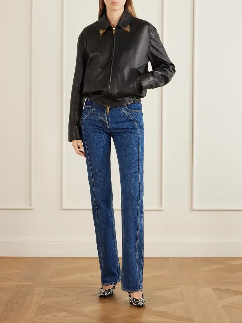 Versace Medusa-embellished Leather Blouson Jacket | Thumbnail 2 Versace Medusa-embellished Leather Blouson Jacket | Thumbnail 2