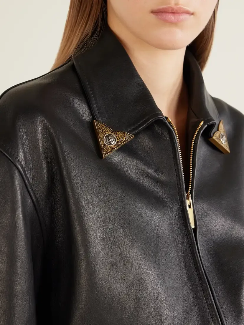 Versace Medusa-embellished Leather Blouson Jacket | Thumbnail 4 Versace Medusa-embellished Leather Blouson Jacket | Thumbnail 4