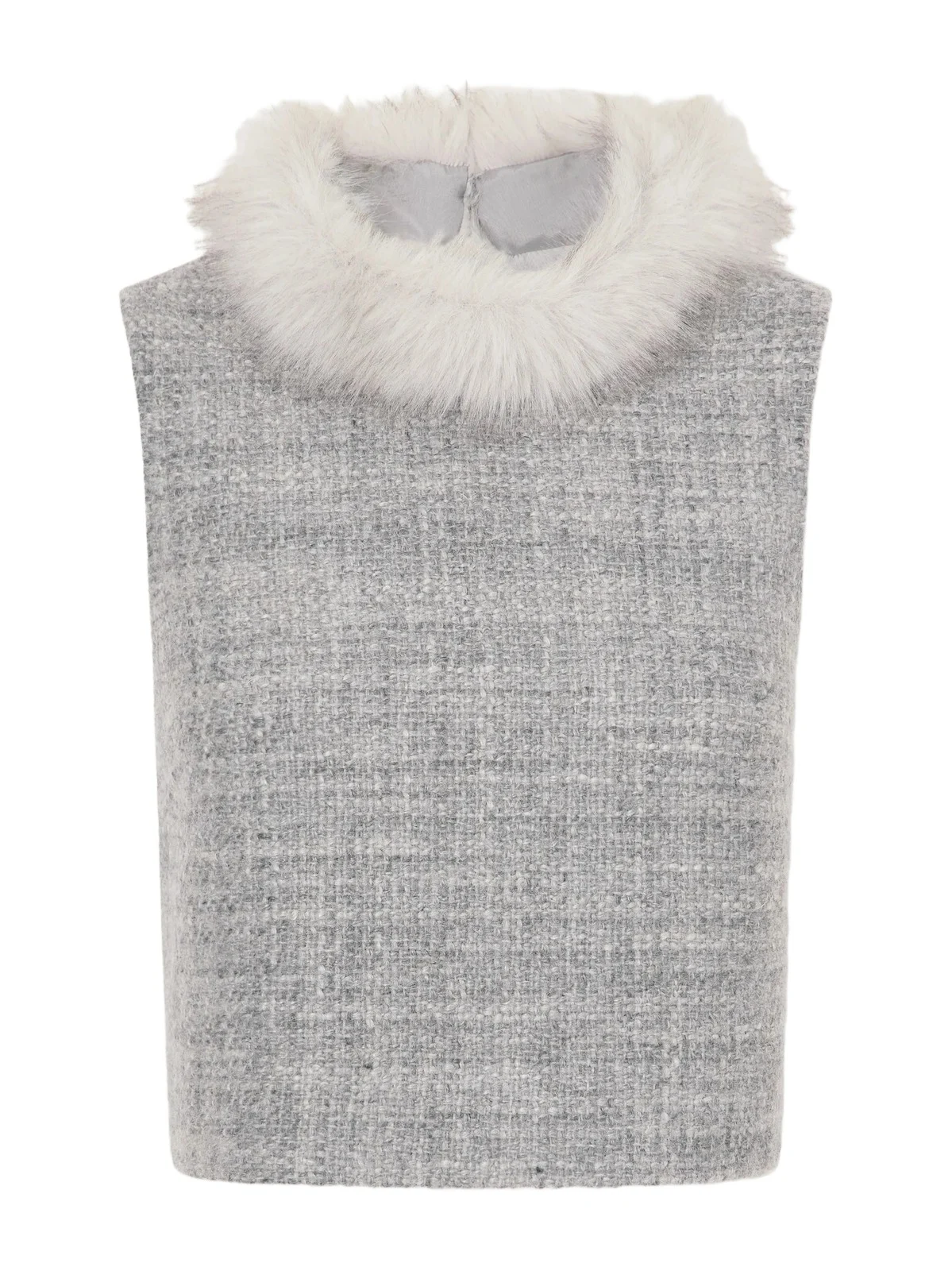 Cara Cara Gina Plush-trimmed Wool-blend Tweed Top