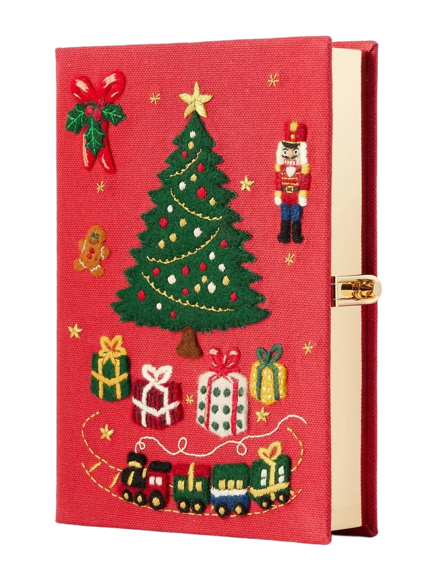 Olympia Le-Tan Christmas Holidays Embroidered Canvas Clutch