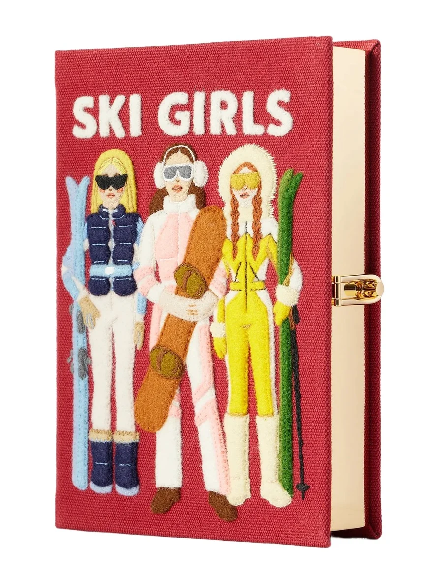 Ski Girls Embroidered Canvas Clutch Ski Girls Embroidered Canvas Clutch