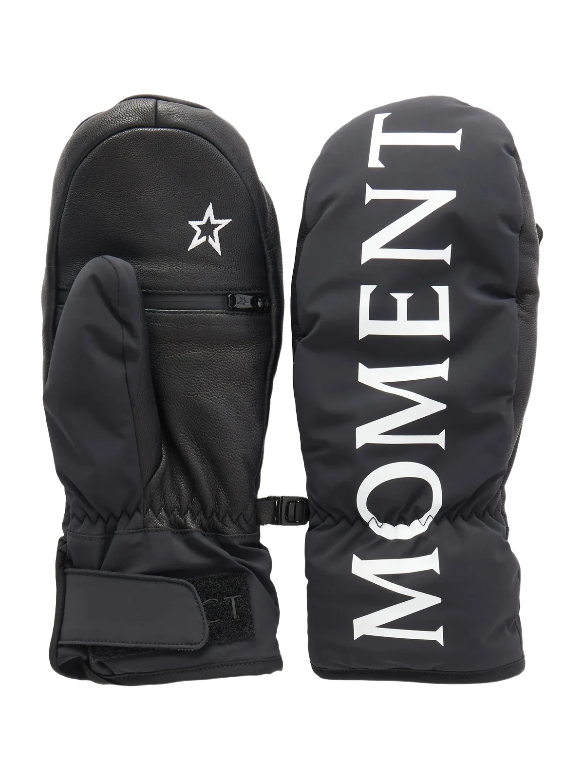 Perfect Moment Macro Logo-printed Padded Shell And Leather Mittens - Black