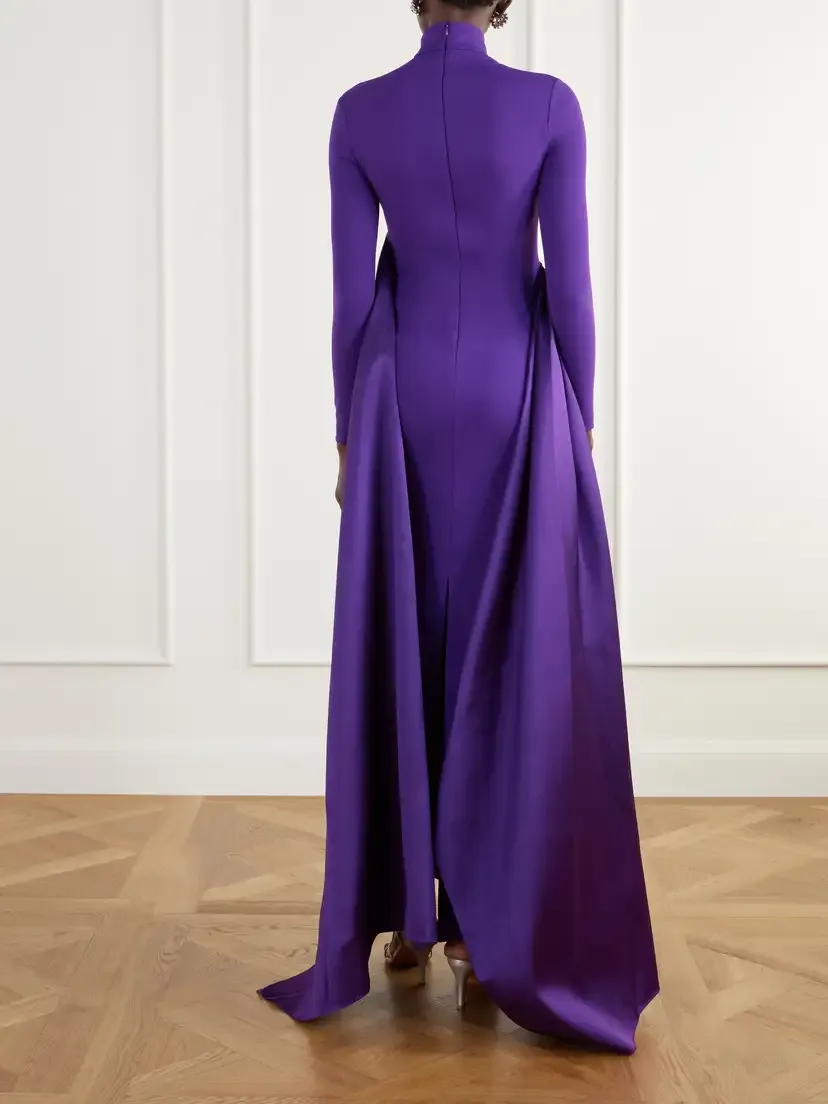 Solace London Olivia Draped Crepe And Satin-twill Gown - Purple | Thumbnail 3