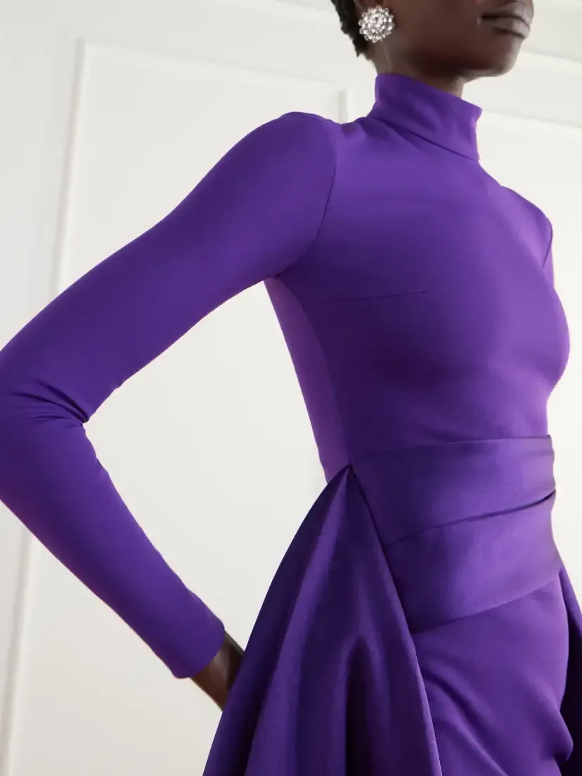 Solace London Olivia Draped Crepe And Satin-twill Gown - Purple | Thumbnail 4