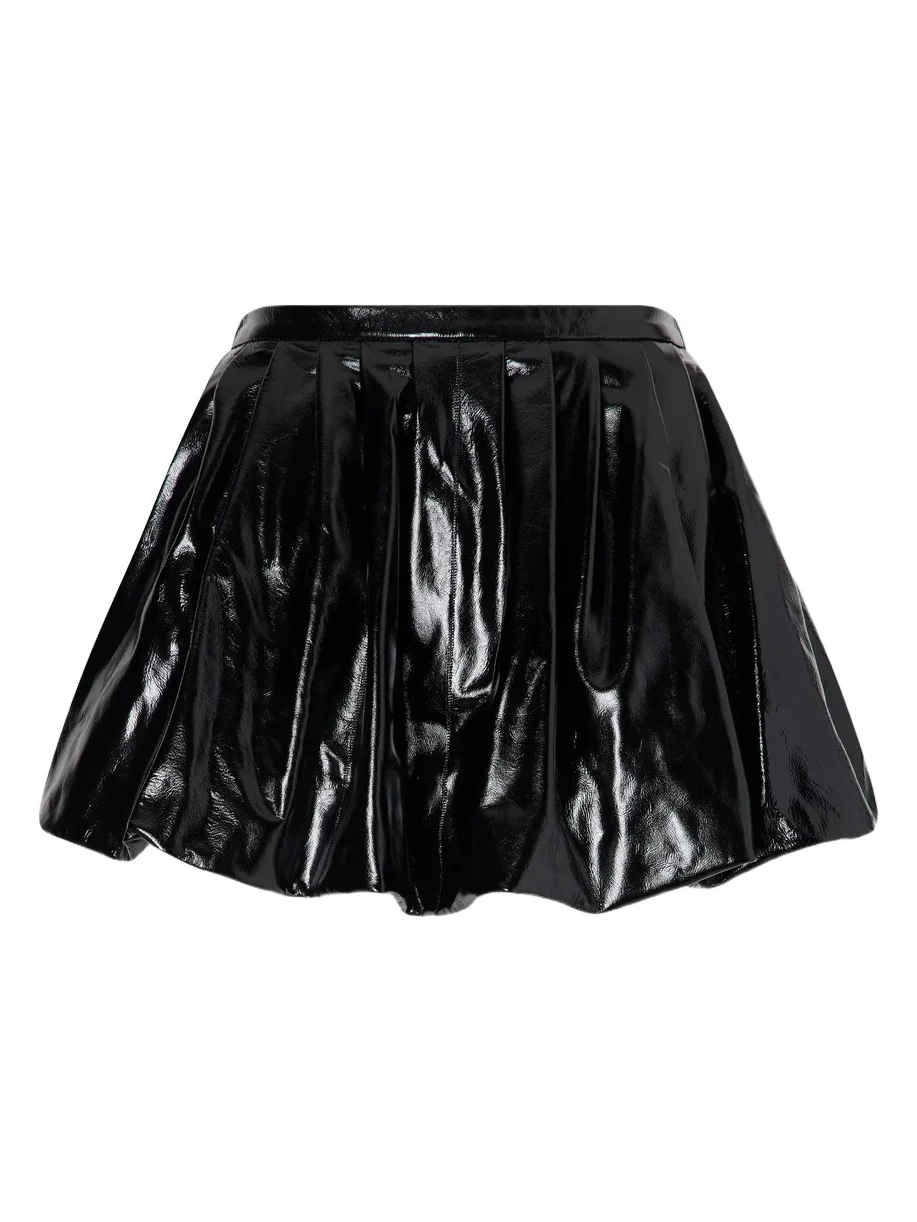 Nour Hammour Lucia Gathered Paneled Textured-leather Mini Skirt