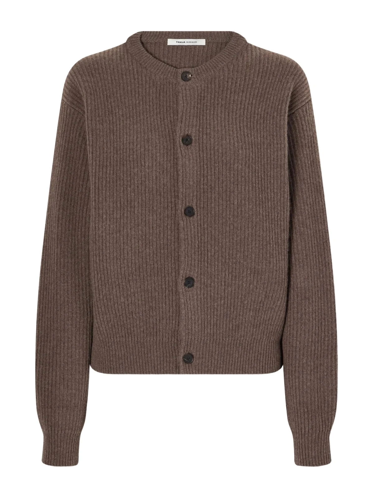 + Tekla Ribbed Wool And Cashmere-blend Cardigan - Brown + Tekla Ribbed Wool And Cashmere-blend Cardigan - Brown