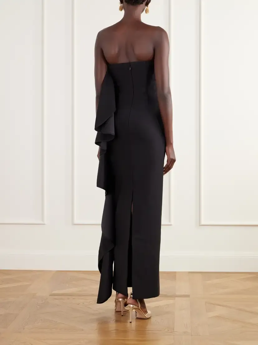 Solace London Andress Strapless Ruffled Crepe Bustier Gown | Thumbnail 3 Solace London Andress Strapless Ruffled Crepe Bustier Gown | Thumbnail 3