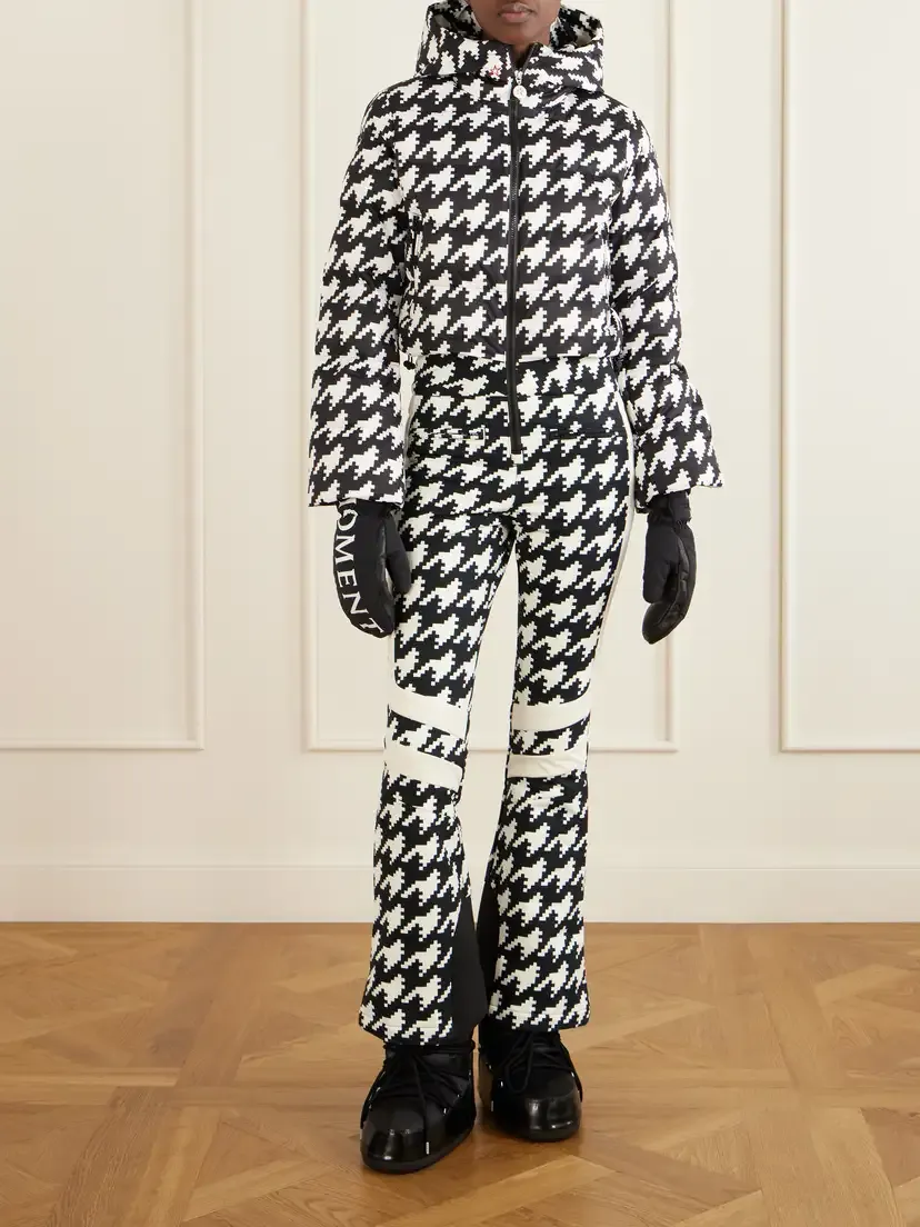 Perfect Moment Polar Flare Hooded Logo-embroidered Printed Houndstooth Shell Ski Suit | Thumbnail 2