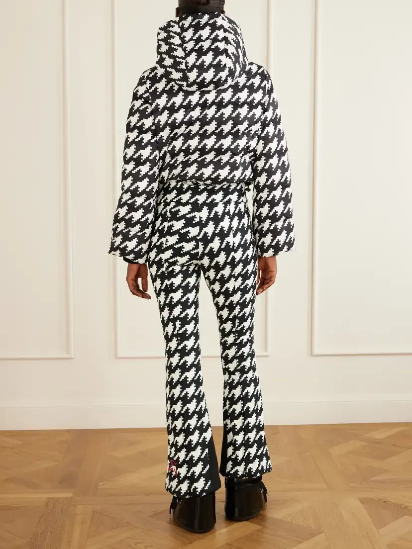 Perfect Moment Polar Flare Hooded Logo-embroidered Printed Houndstooth Shell Ski Suit | Thumbnail 3