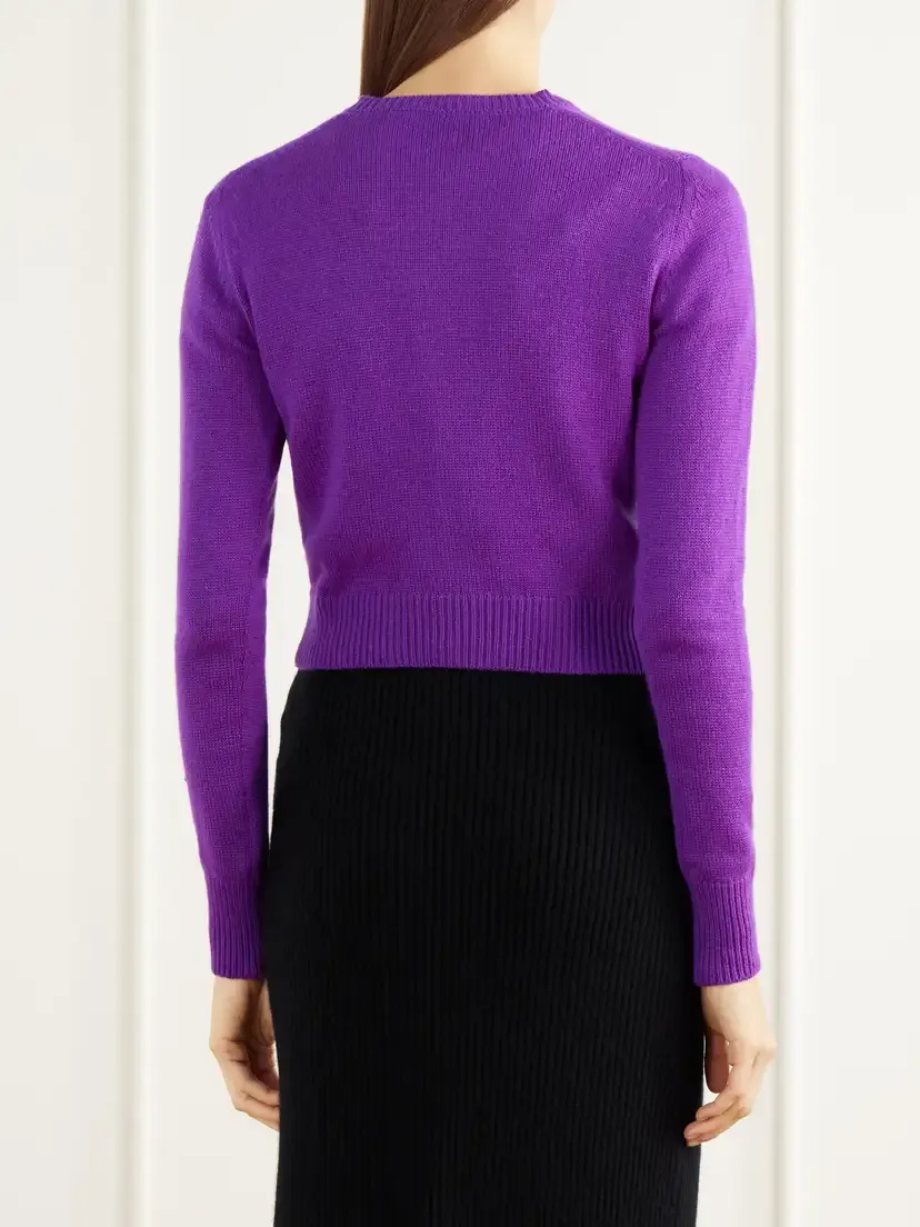 Auralee Cropped Rib-trimmed Cashmere Cardigan | Thumbnail 4 Auralee Cropped Rib-trimmed Cashmere Cardigan | Thumbnail 4