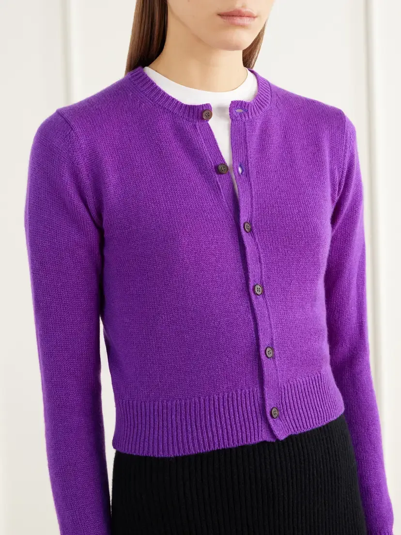 Auralee Cropped Rib-trimmed Cashmere Cardigan | Thumbnail 5 Auralee Cropped Rib-trimmed Cashmere Cardigan | Thumbnail 5
