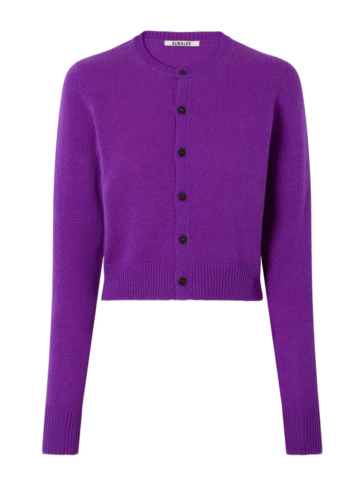 Auralee Cropped Rib-trimmed Cashmere Cardigan