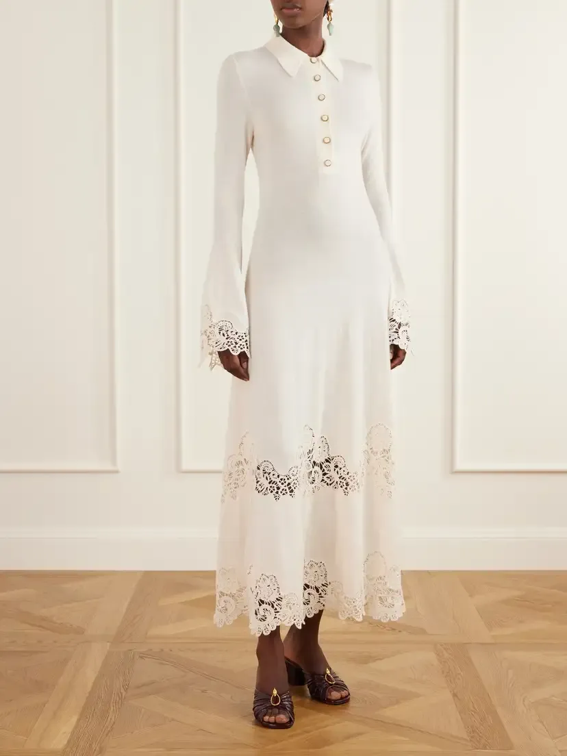 Zimmermann Clash Crochet-trimmed Wool Midi Dress | Thumbnail 2