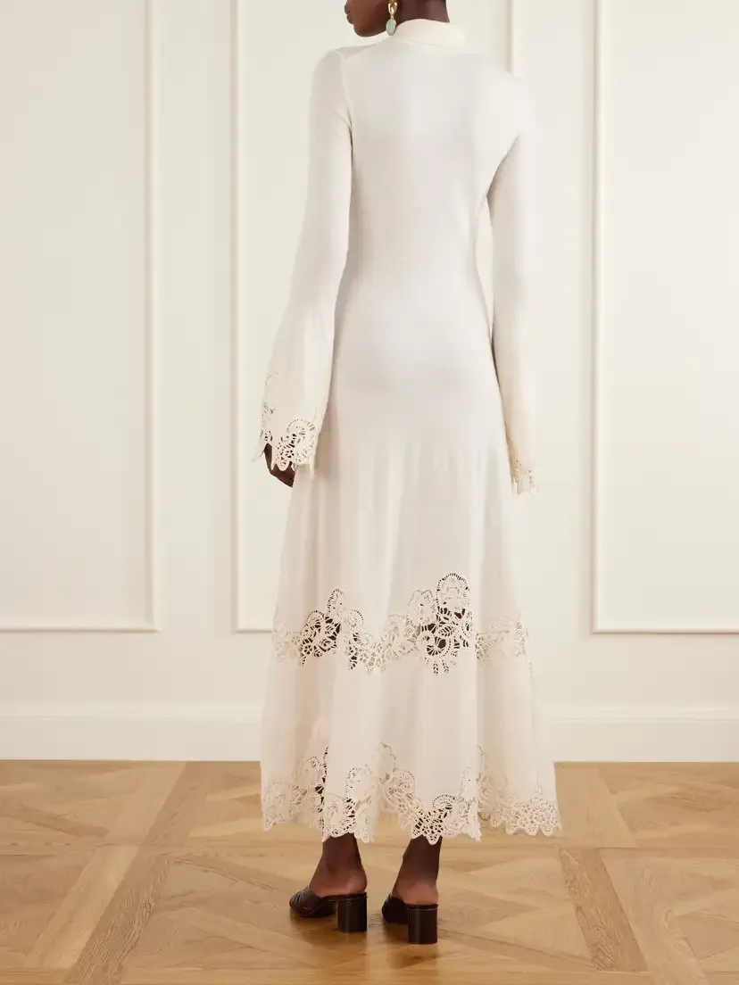 Zimmermann Clash Crochet-trimmed Wool Midi Dress | Thumbnail 3