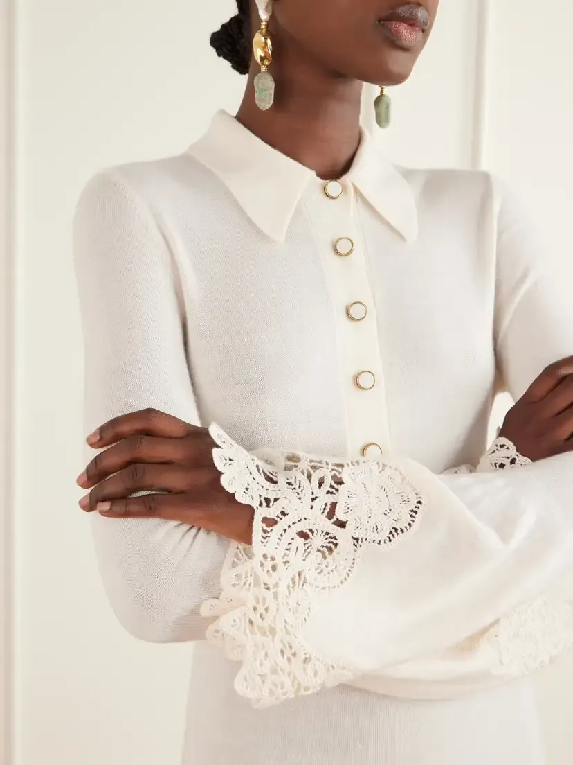 Zimmermann Clash Crochet-trimmed Wool Midi Dress | Thumbnail 4