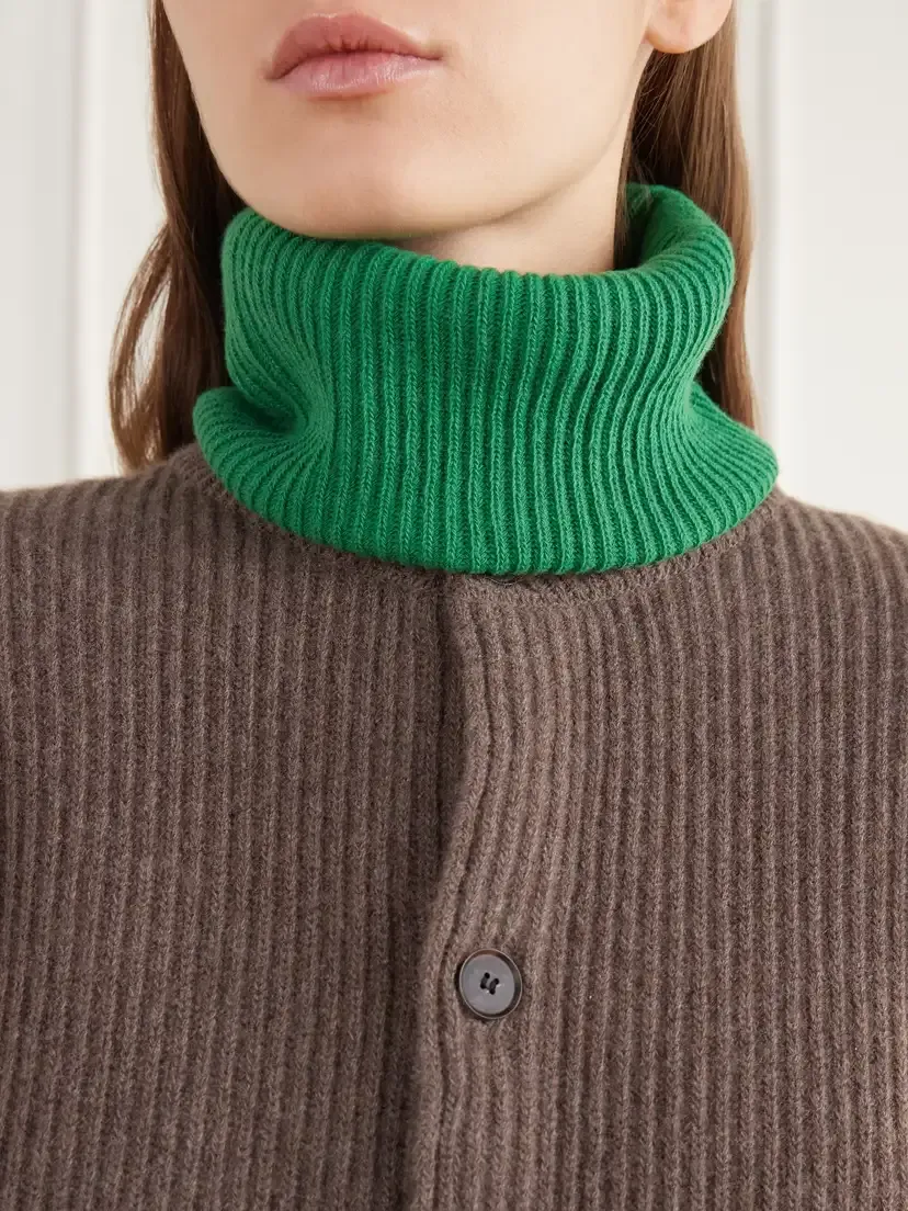 Auralee + Tekla Wool And Cashmere-blend Snood - Green | Thumbnail 2