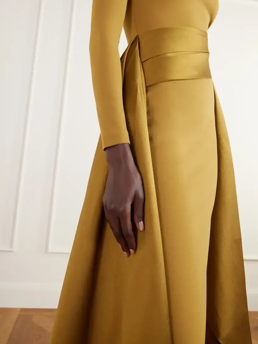 Solace London Olivia Draped Crepe And Satin-twill Gown - Gold | Thumbnail 4