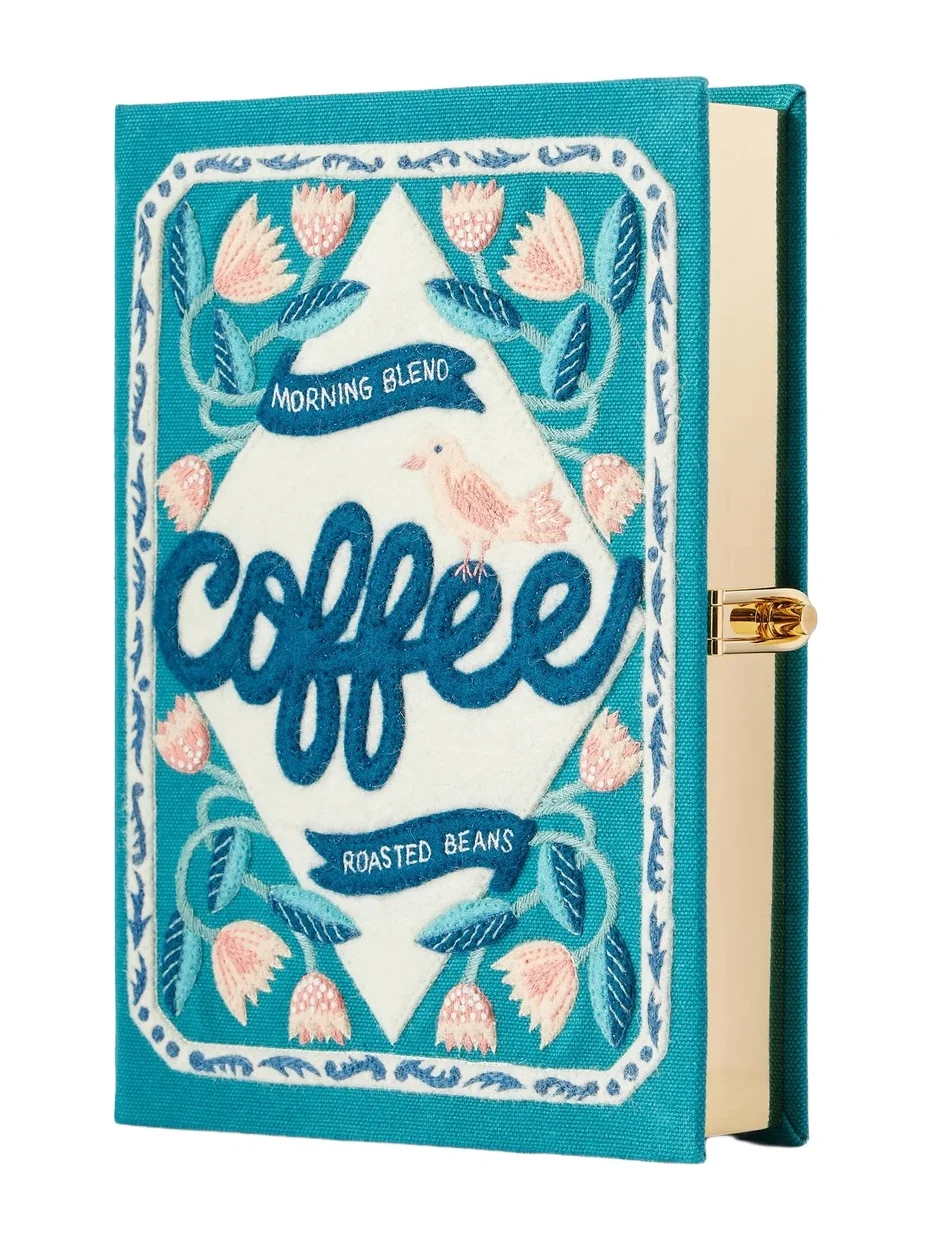 Coffee Embroidered Canvas Clutch Coffee Embroidered Canvas Clutch