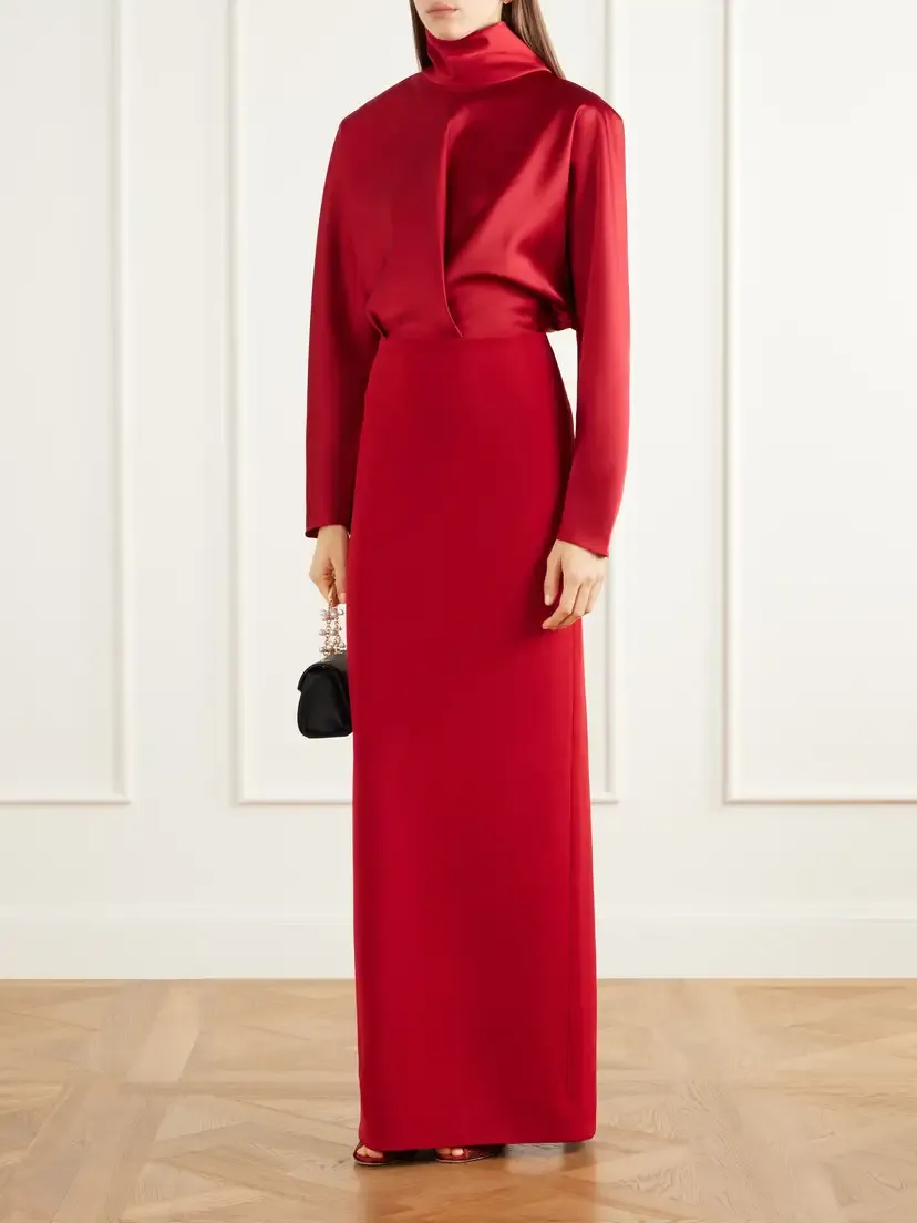 Solace London Sedgewick Satin And Stretch-knit Crepe Gown | Thumbnail 2 Solace London Sedgewick Satin And Stretch-knit Crepe Gown | Thumbnail 2