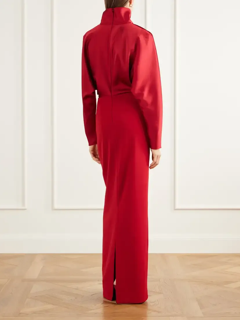 Solace London Sedgewick Satin And Stretch-knit Crepe Gown | Thumbnail 3 Solace London Sedgewick Satin And Stretch-knit Crepe Gown | Thumbnail 3