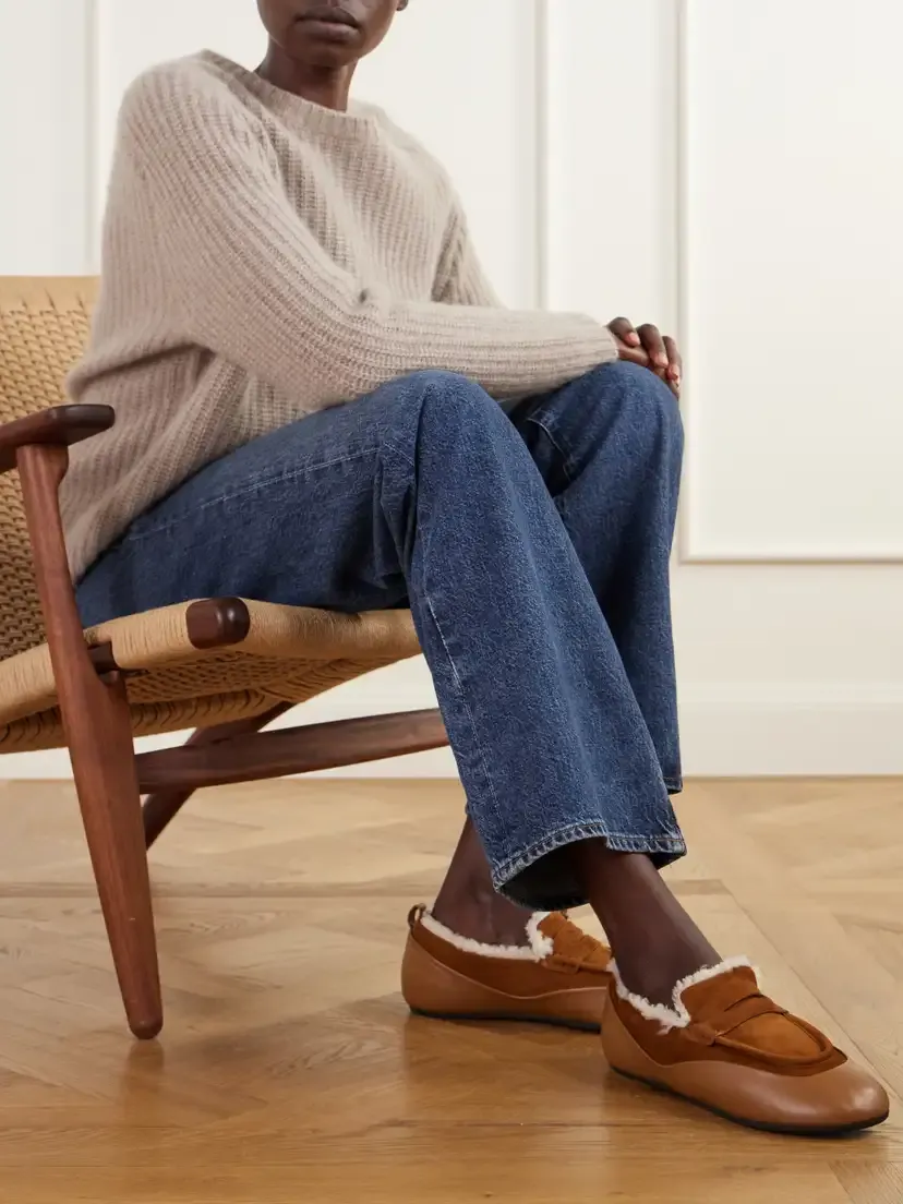 Proenza Schouler Arcadia Shearling And Leather-trimmed Suede Loafers | Thumbnail 2 Proenza Schouler Arcadia Shearling And Leather-trimmed Suede Loafers | Thumbnail 2