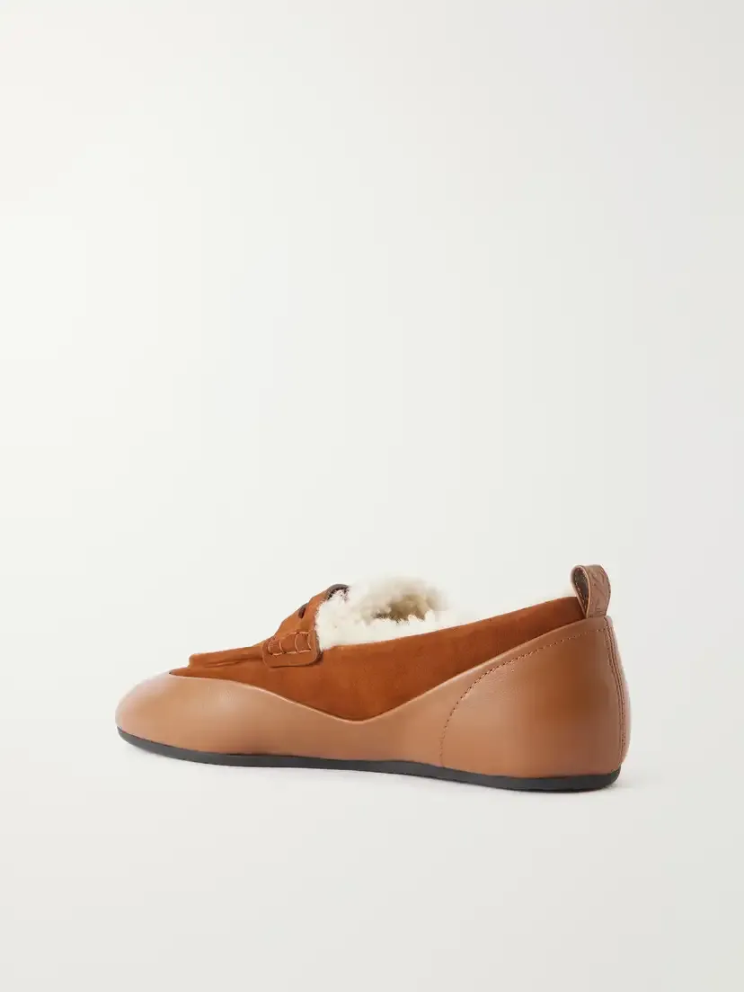 Proenza Schouler Arcadia Shearling And Leather-trimmed Suede Loafers | Thumbnail 3 Proenza Schouler Arcadia Shearling And Leather-trimmed Suede Loafers | Thumbnail 3