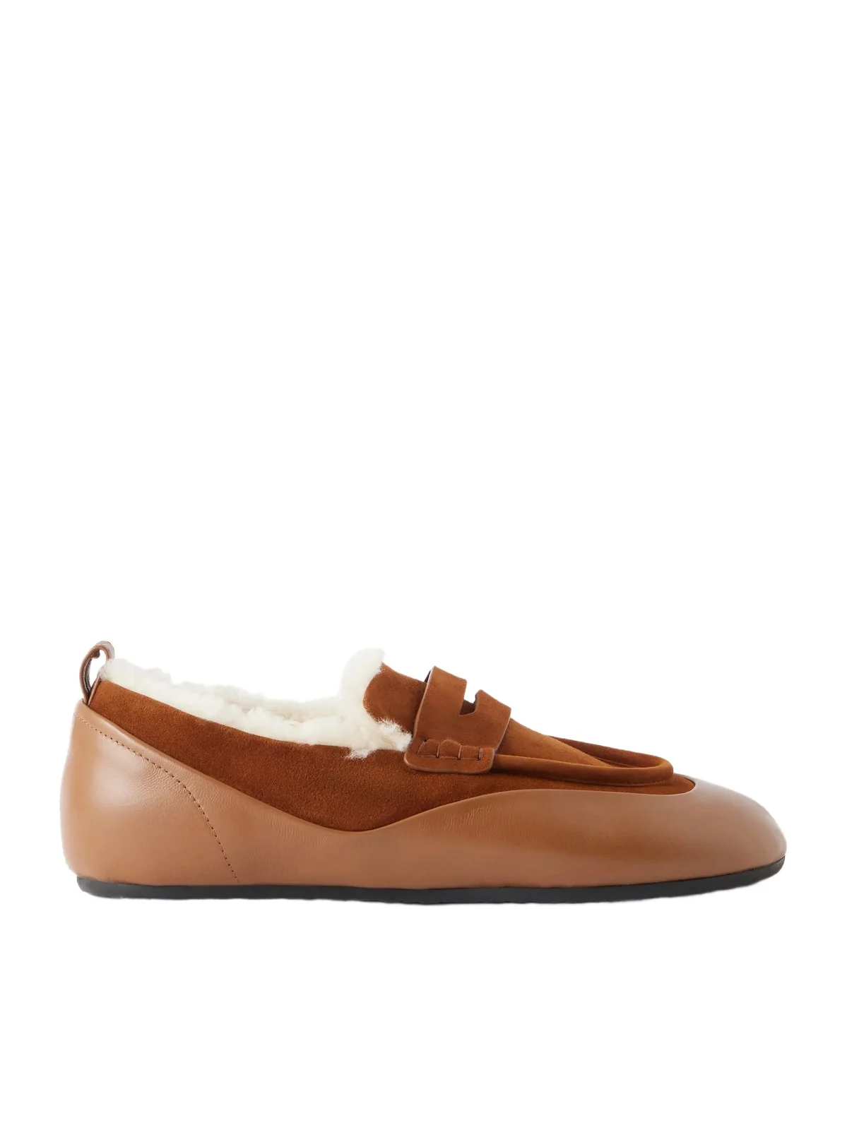 Arcadia Shearling And Leather-trimmed Suede Loafers
