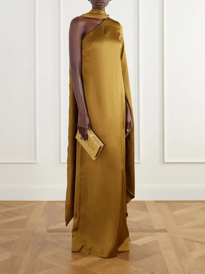 Solace London Newman One-shoulder Scarf-detail Satin Gown | Thumbnail 2 Solace London Newman One-shoulder Scarf-detail Satin Gown | Thumbnail 2