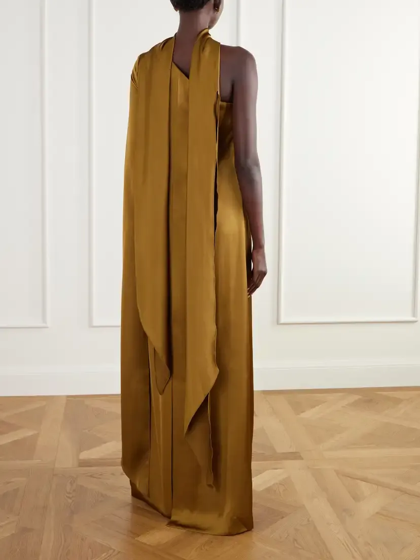 Solace London Newman One-shoulder Scarf-detail Satin Gown | Thumbnail 3 Solace London Newman One-shoulder Scarf-detail Satin Gown | Thumbnail 3